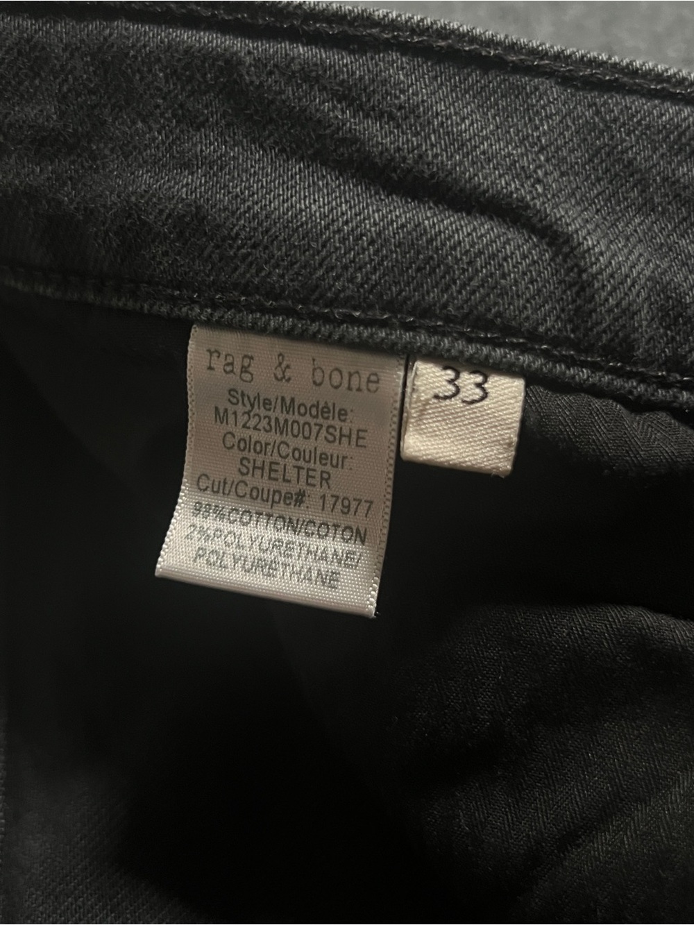 Rag & Bone Jeans Mens 34x30 Black Dark Wash Fit 2 Slim Straight Leg Denim Pants - Picture 4 of 9